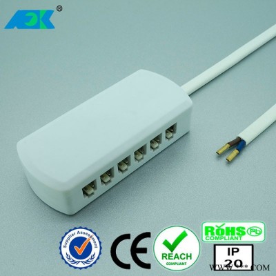 FOK鋒杰L803系列 LED接線盒一分幾分線器4孔6孔12孔分線盒電源分線器出口歐洲標準