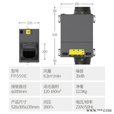 AMX愛美信F800 單向流新風機凈化送風機大風量單向靜音風機別墅新風機凈化新風系統(tǒng)廠價直銷設(shè)計安裝