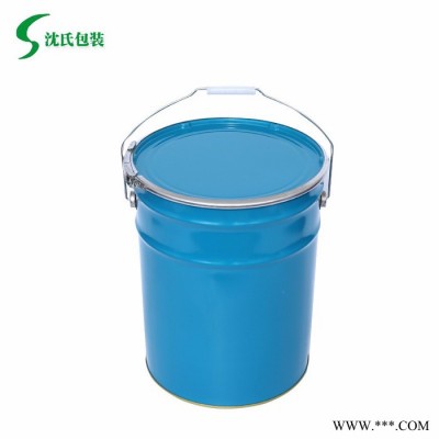 現(xiàn)貨20L藍色馬口鐵桶開口手提金屬油漆桶圓形包裝化工桶定做