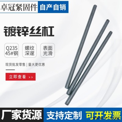 絲桿 現(xiàn)貨鍍鋅全扣螺絲 8.8級螺柱 高強(qiáng)度全螺牙絲杠可加工定制 高強(qiáng)度全扣絲