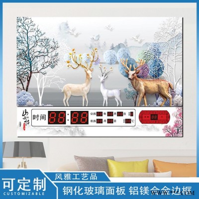 金羽現(xiàn)代簡(jiǎn)約 電表箱裝飾畫 遮擋配電箱畫帶鐘表萬(wàn)年歷