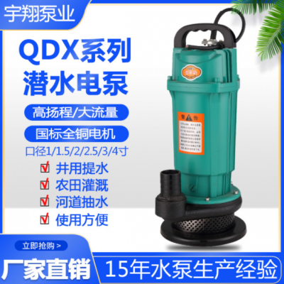 QDX家用小型潛水電泵單相220V潛水泵1寸小功率農(nóng)田灌溉井用抽水泵