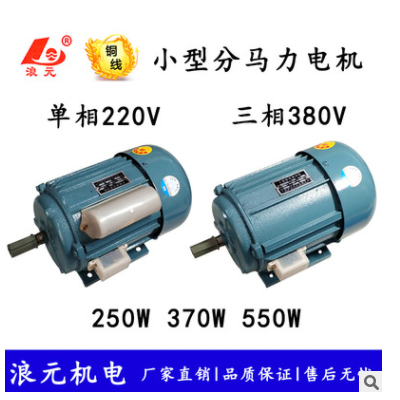廠家分馬力感應(yīng)電動(dòng)機(jī)250w/370w/550w小型電機(jī)單相220v三相380v銅