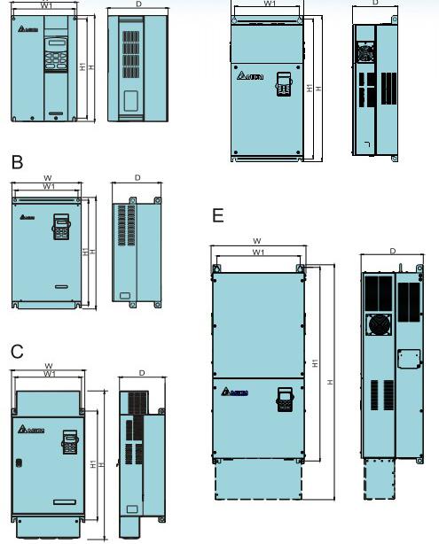 臺達(dá)VDF-F變頻器尺寸圖