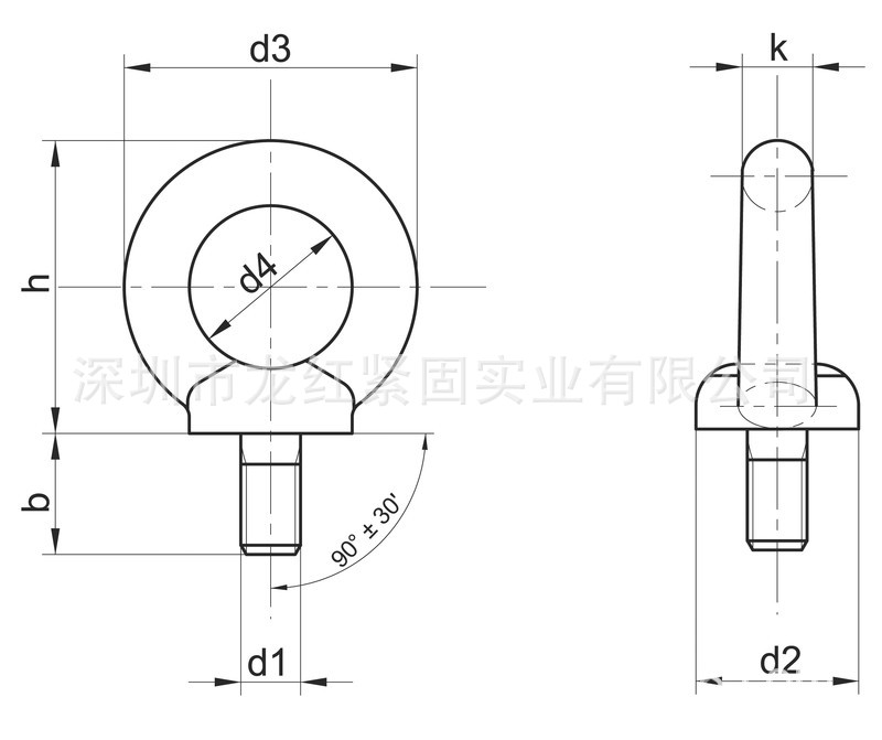 CAD 1.DIN580吊環(huán)螺栓 深圳鍍鋅吊環(huán)螺栓 工廠批發(fā)