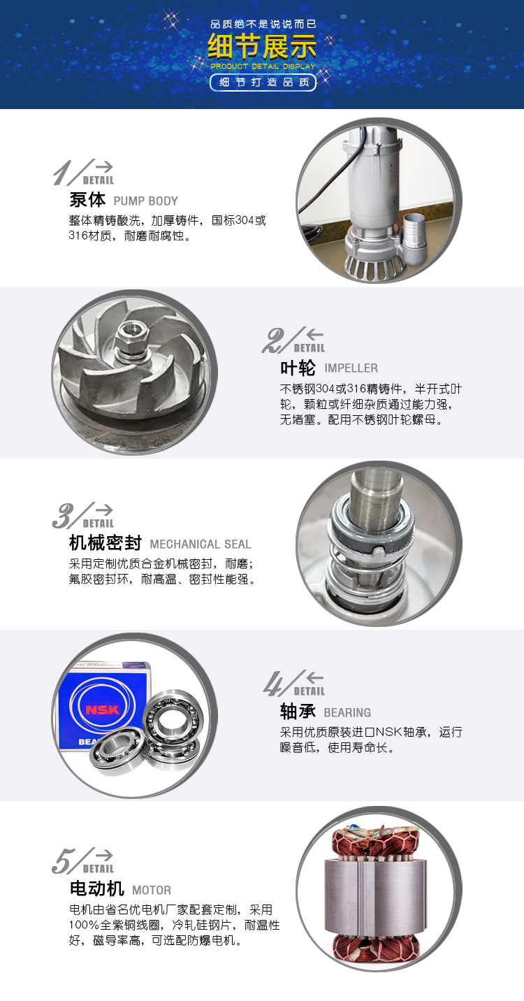 WQF型全不銹鋼無堵塞排污泵細節(jié)圖