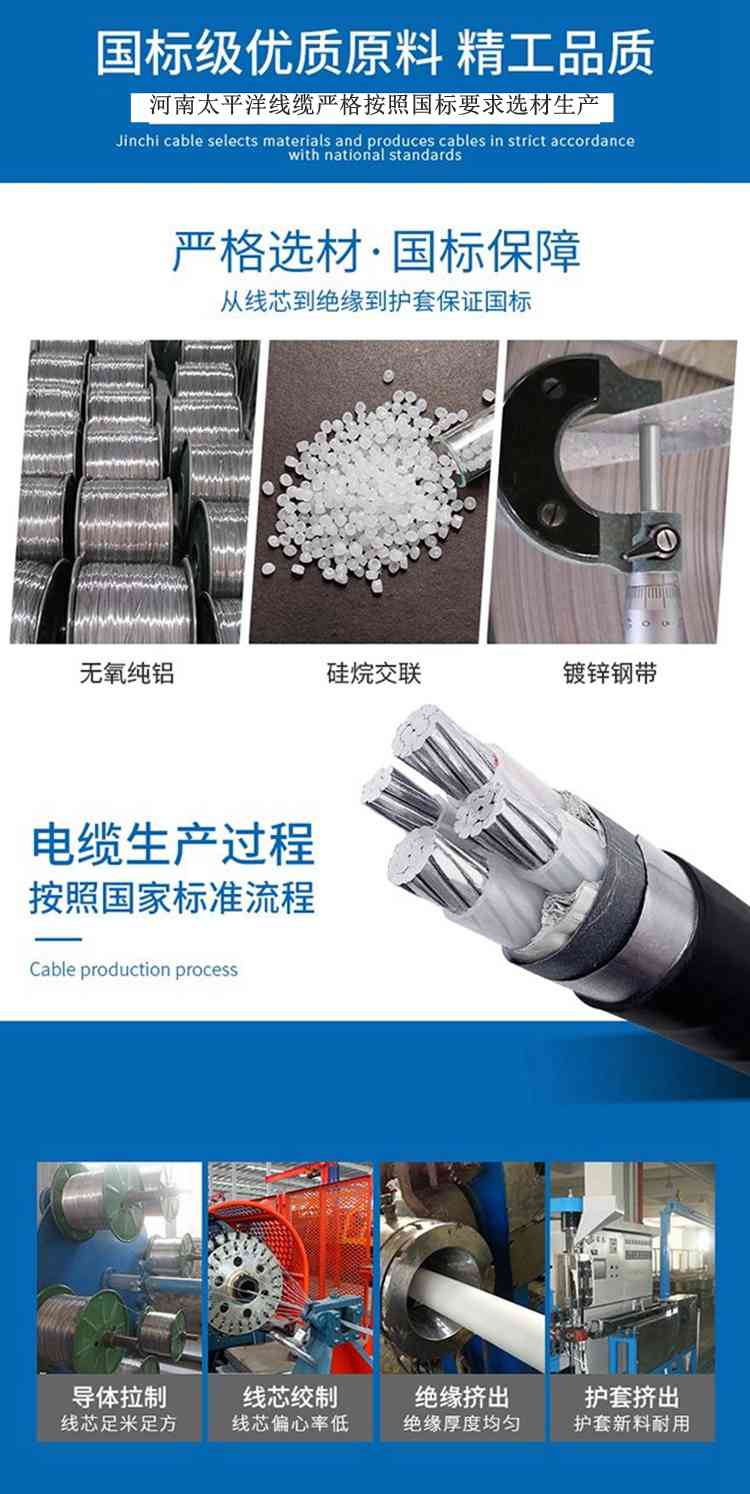 鋁芯電力電纜 鎧裝電纜 yjlv22阻燃電力電纜易敷設(shè)