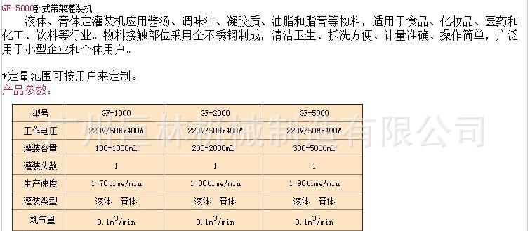 GF-5000臥式帶架灌裝機